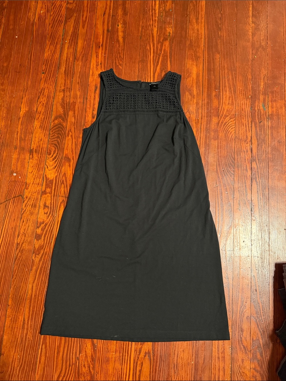 Ann Taylor Black Sleeveless Crochet-Yoke Midi Dress